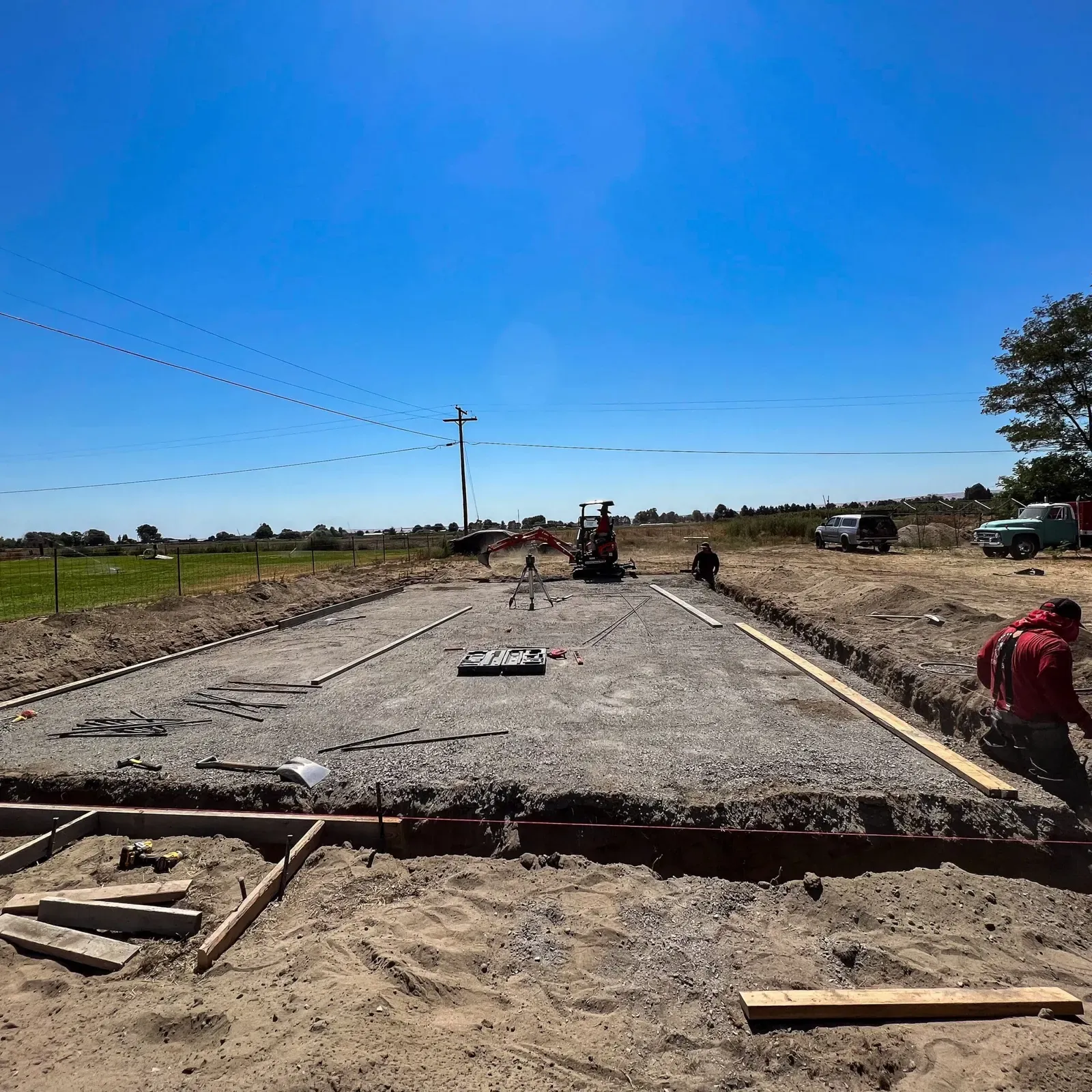 Slab forms staked out on a rural Eastern Washington homesite